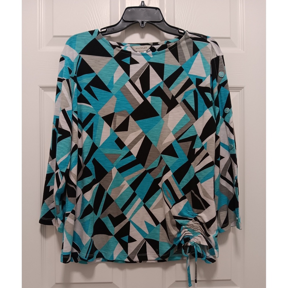 Lot 3 Womens Medium Tops Jillian N Multiples Polka Dot Geometric Striped Floral - Picture 3 of 16